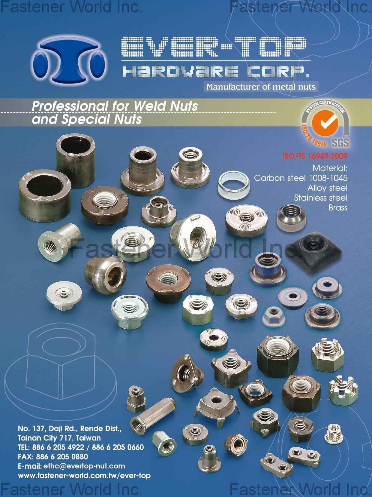 EVER-TOP HARDWARE CORP.  , Weld Nuts, Special Nuts , Weld Nuts
