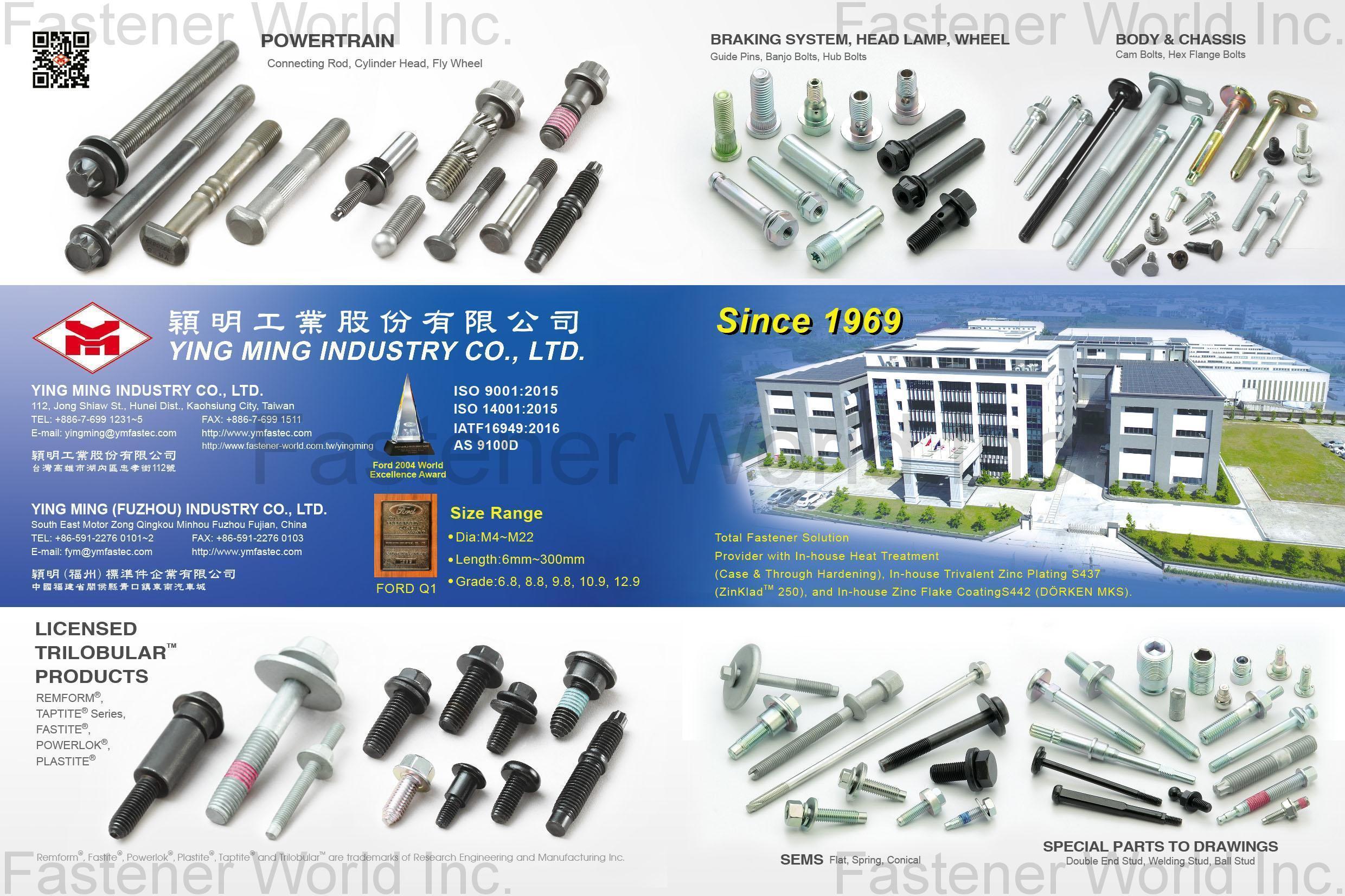 YING MING INDUSTRY CO., LTD.  , Licensed TrilobularTM Products , Flanged Head Bolts
