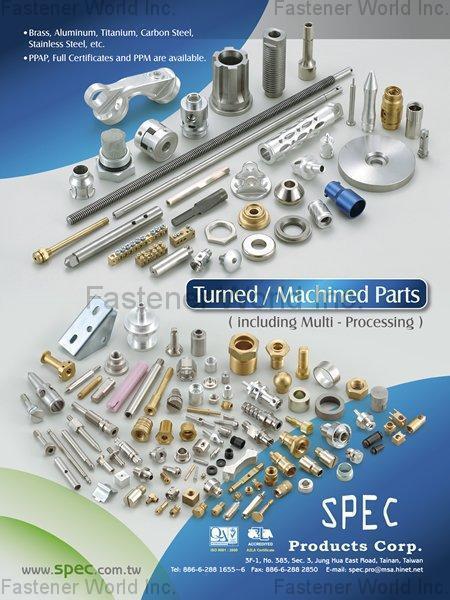 SPEC PRODUCTS CORP.  , Turned/Machined Parts , Stainless Steel Bolts