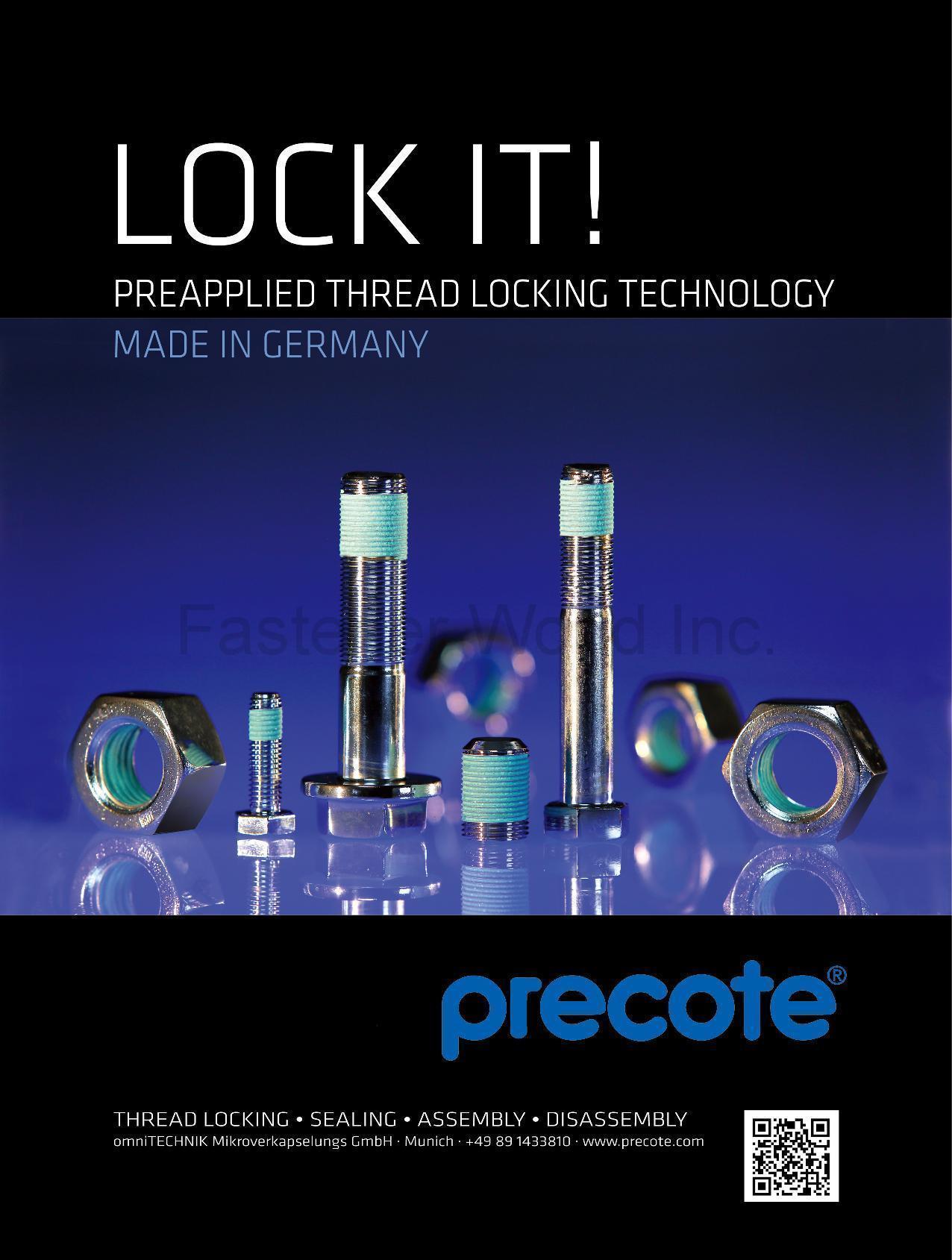 TAIWAN SELF-LOCKING CO., LTD. , precote , Screws And Nuts Locking And Sealing Process