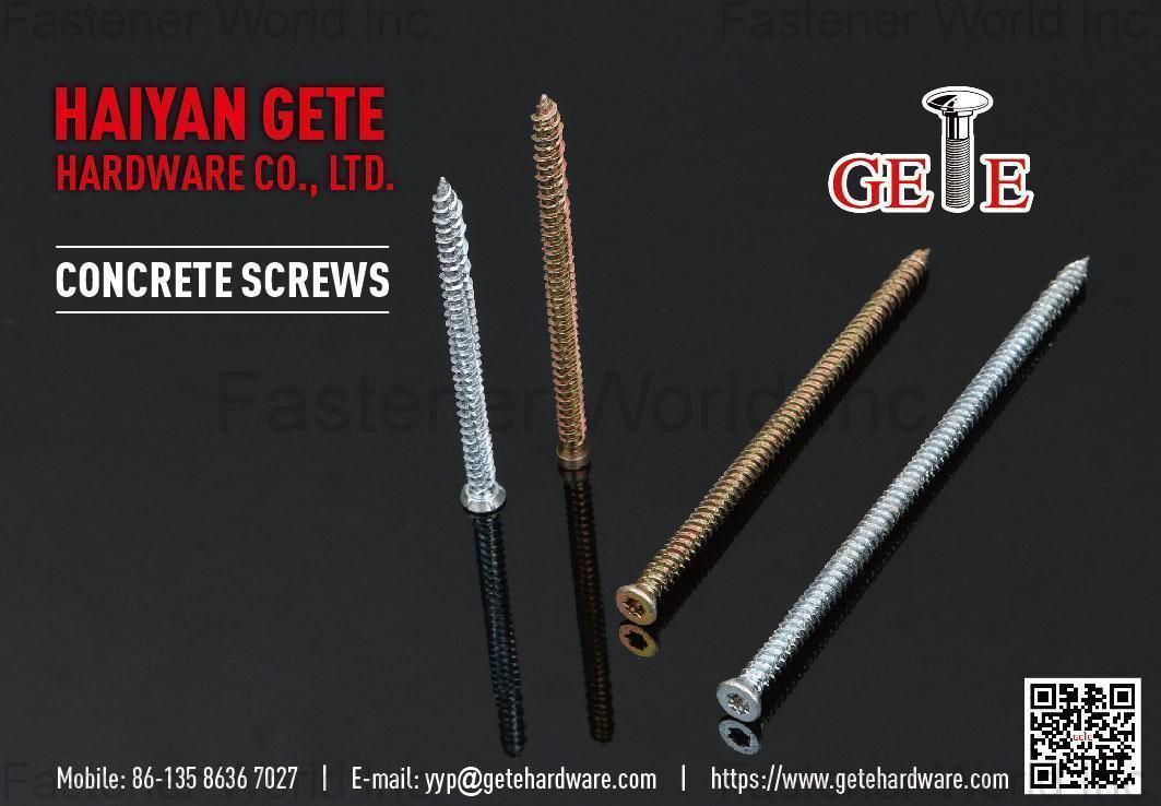 Haiyan Gete Hardware Co., Ltd. , Concrete Screws