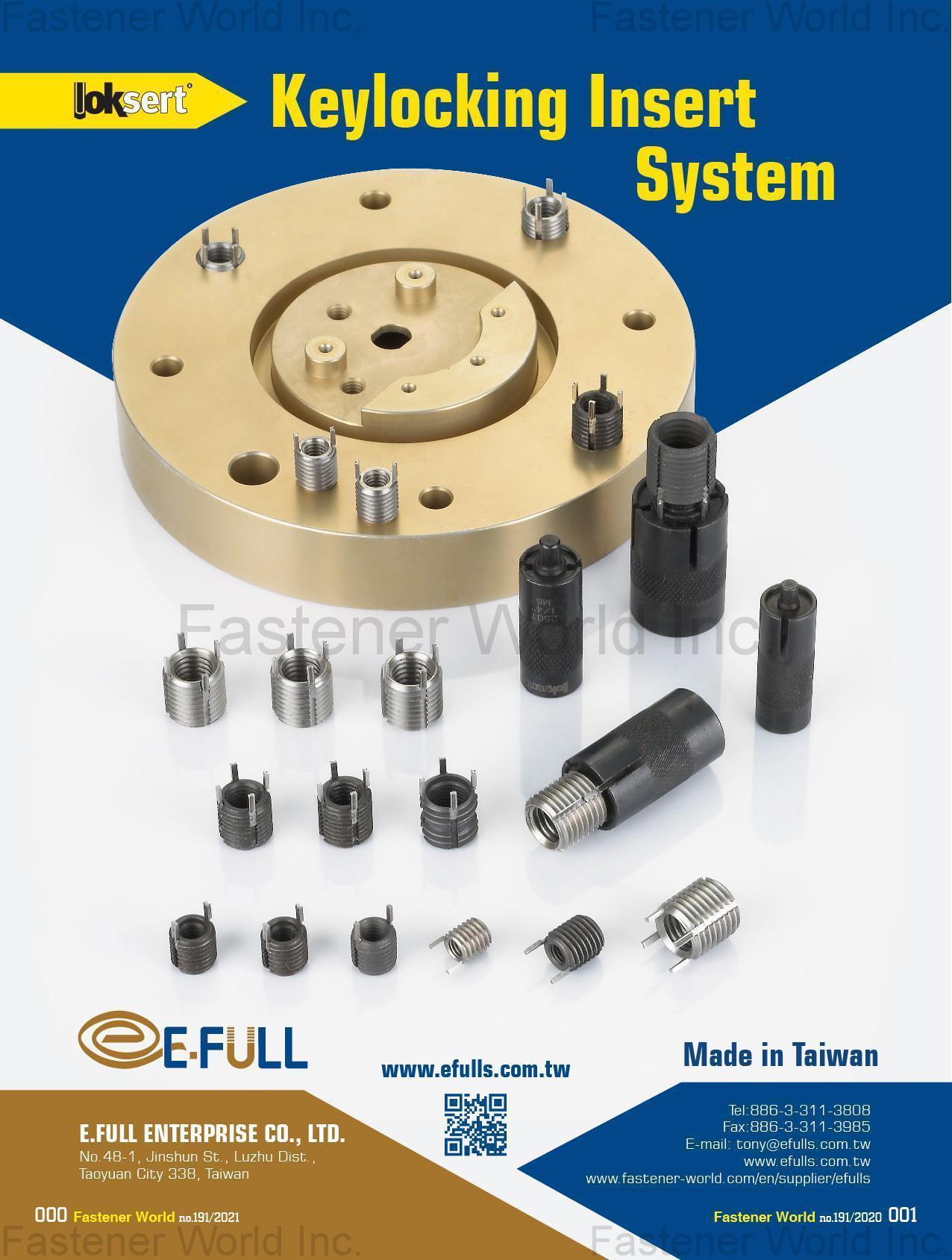 E.FULL ENTERPRISE CO., LTD. , Keylocking Insert System