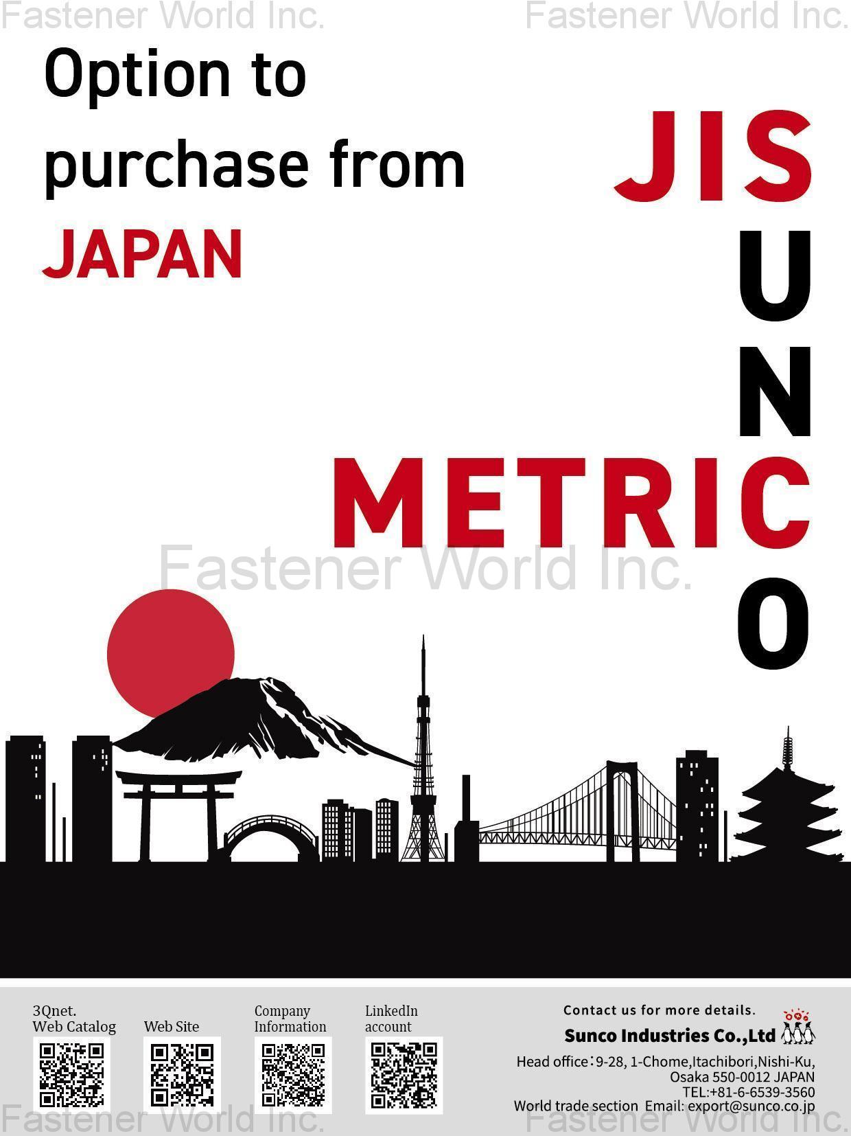 SUNCO INDUSTRIES CO., LTD. JAPAN , High-quallity Japanese Fasteners