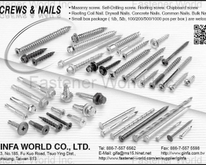 Chipboard Screws, Countersunk Screws, Drywall Screws...(GINFA WORLD CO., LTD. )