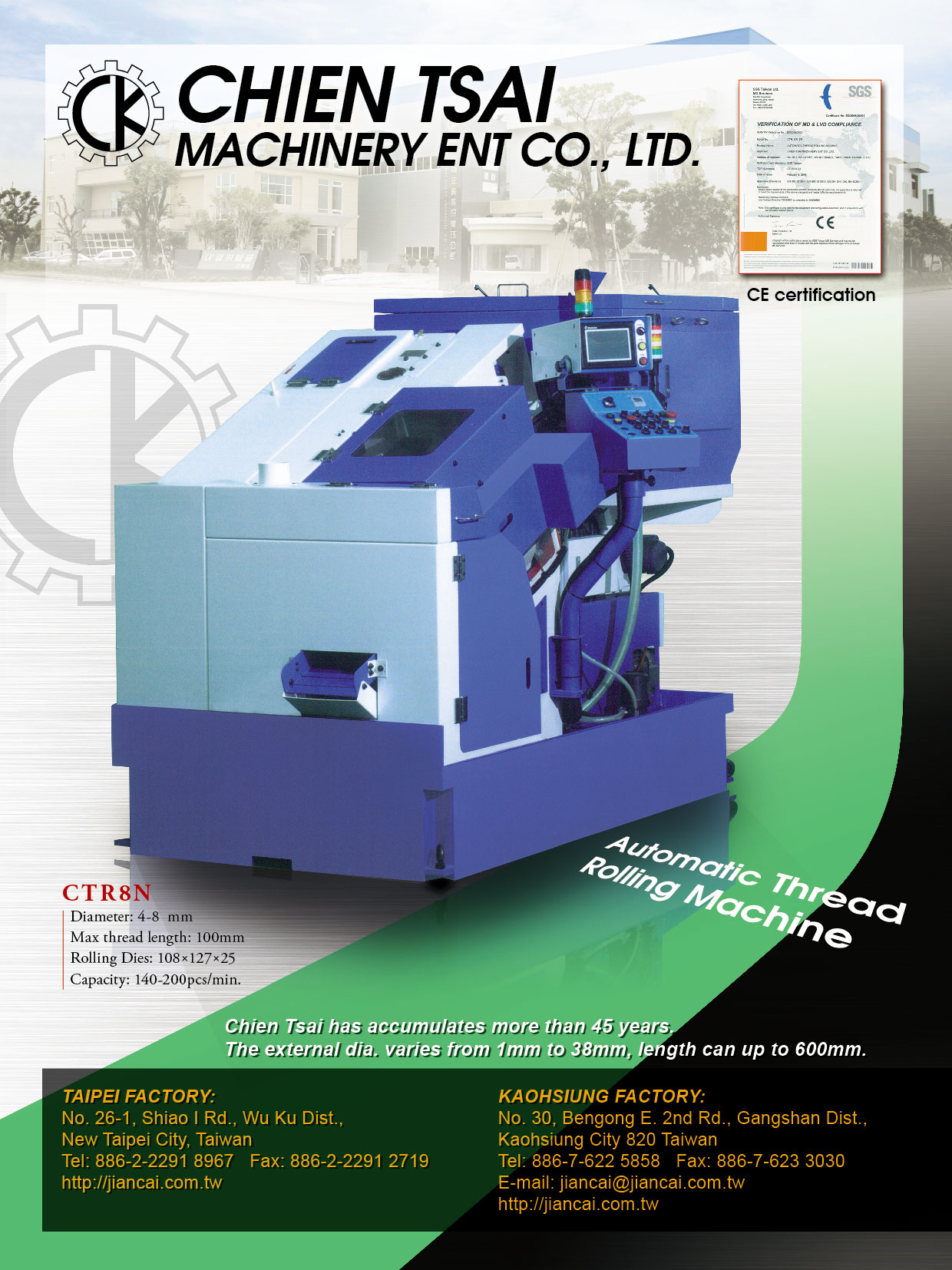 CHIEN TSAI MACHINERY ENTERPRISE CO., LTD. Online Catalogues