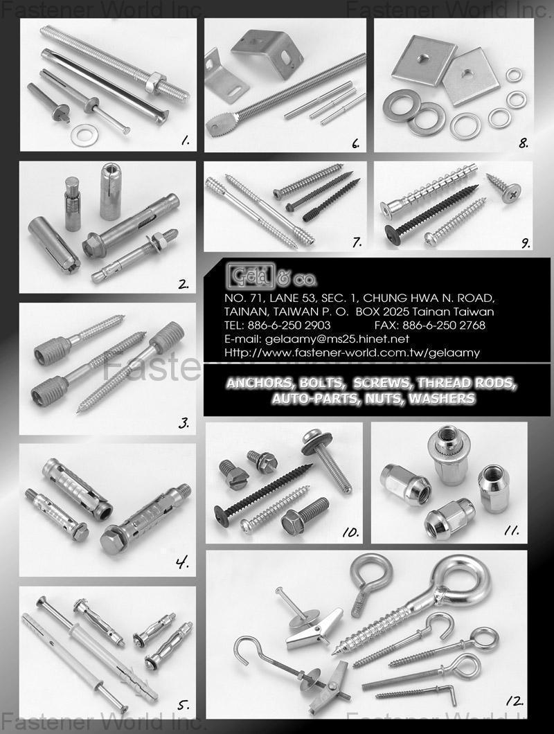 GELA & COMPANY  , Anchors, Bolts, Screws, Thread Rods, Auto-Parts, Nuts, Washers , Anchors