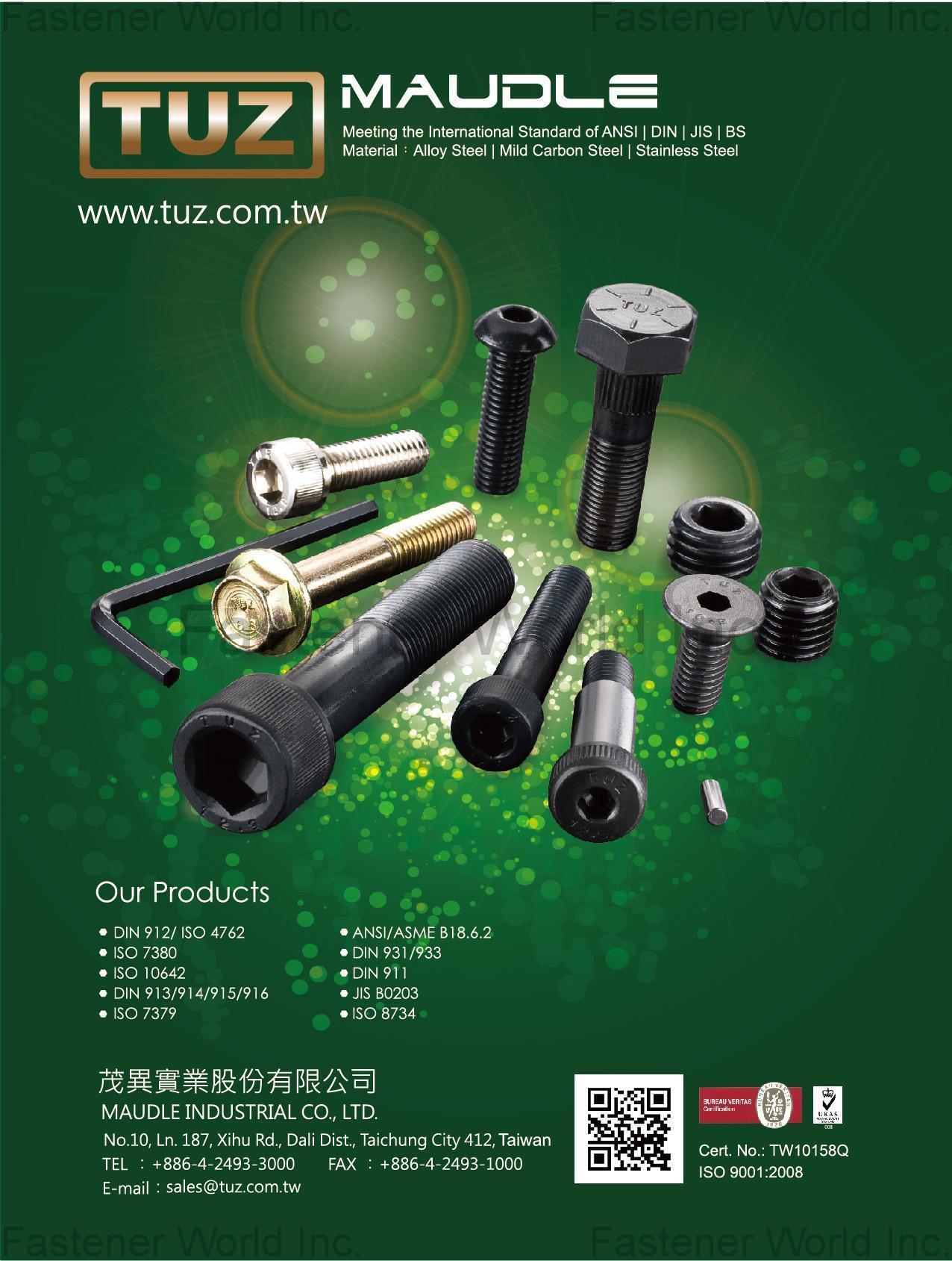 MAUDLE INDUSTRIAL CO., LTD.  , All Kinds of High Tensile Screws / Fasteners , All Kinds of Screws