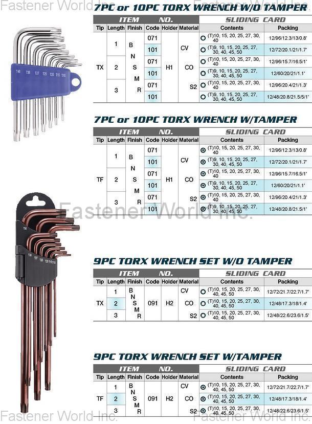 WINRIDE INTERNATIONAL CO., LTD. / PARGET INDUSTRIAL , Star Key Wrench , Hex-key Wrenches