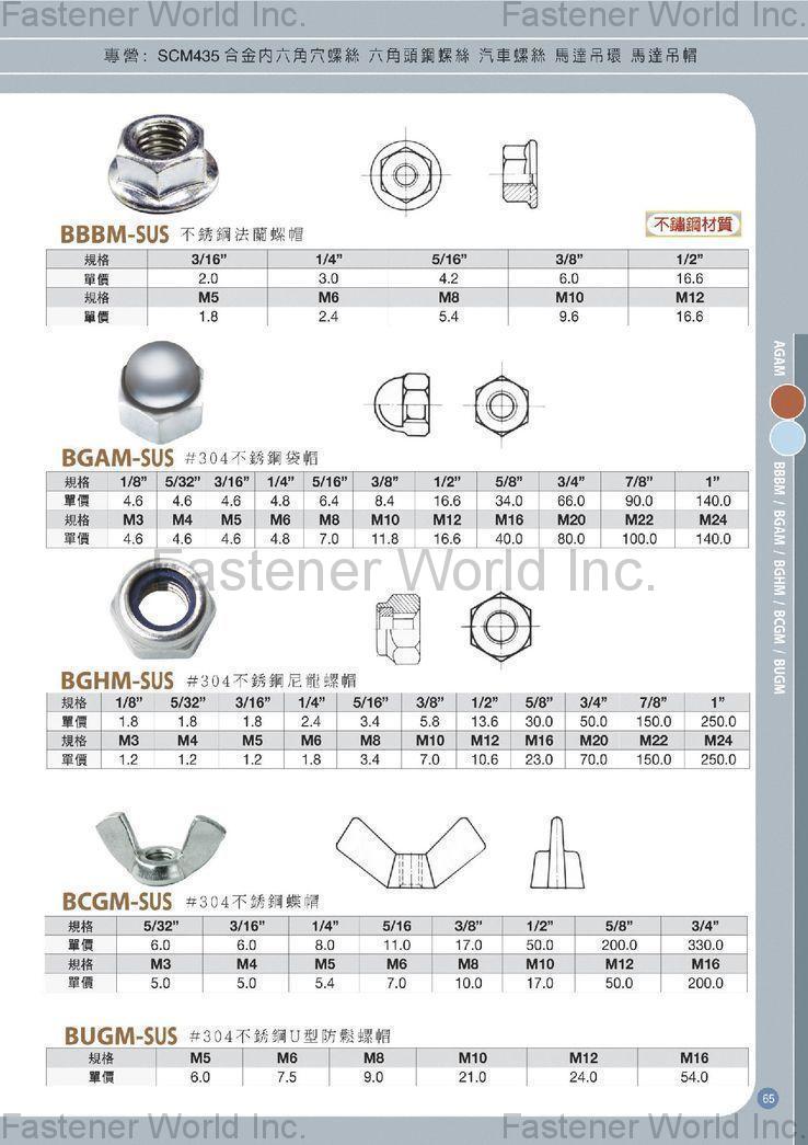 暵記實業有限公司 , 不銹鋼法蘭螺帽 , 凸緣螺帽