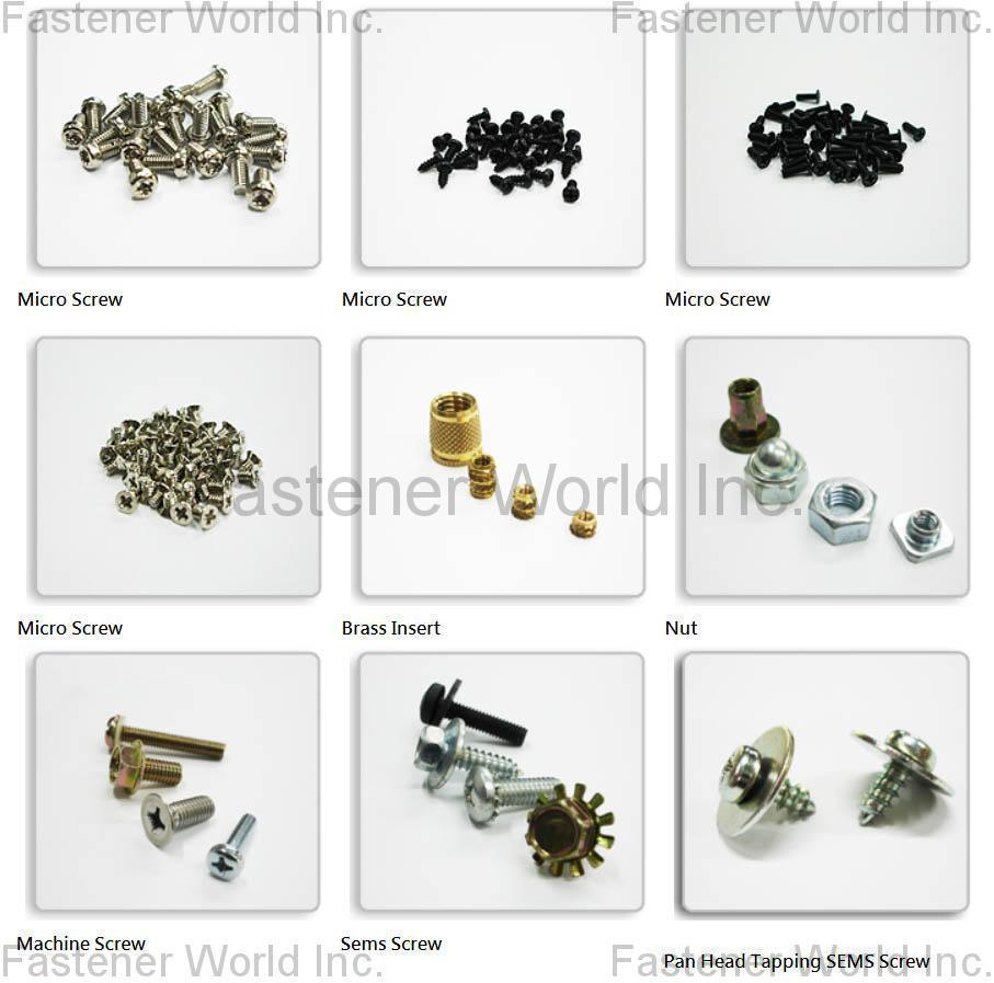 TOP-GREEN FASTENER-TECH CORPORATION , Micro Screw, Brass Insert, Nuts, Machine Screw, Sems Screw, Pan Head Tapping SEMS Screw , Micro Forming Parts