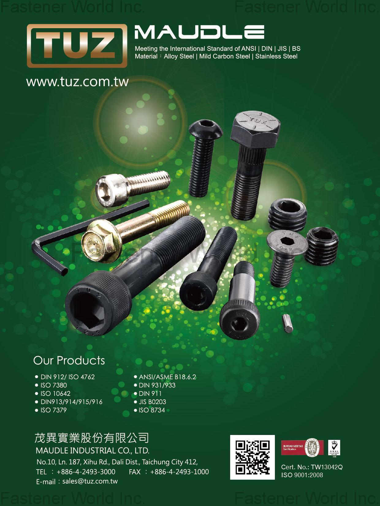 MAUDLE INDUSTRIAL CO., LTD.  , All Kinds of High Tensile Screws / Fasteners , All Kinds of Screws