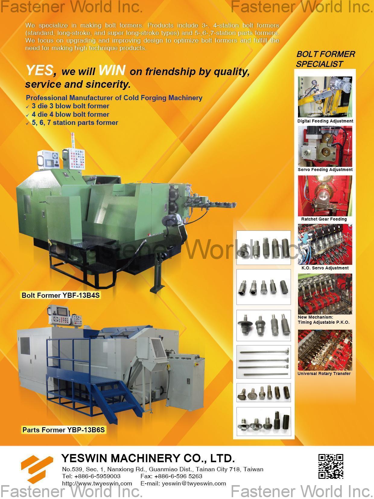 YESWIN MACHINERY CO., LTD. , Parts forming machine , Parts Forming Machine