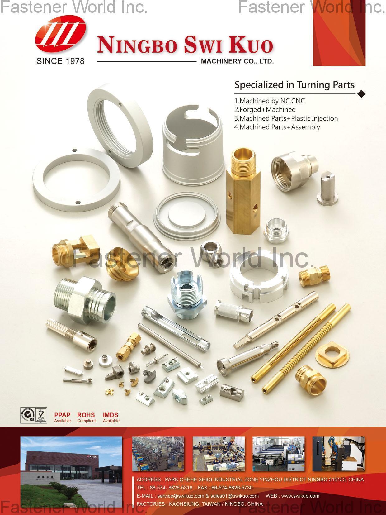 NINGBO SWI KUO MACHINERY CO., LTD. , Turning Parts , Hardwares