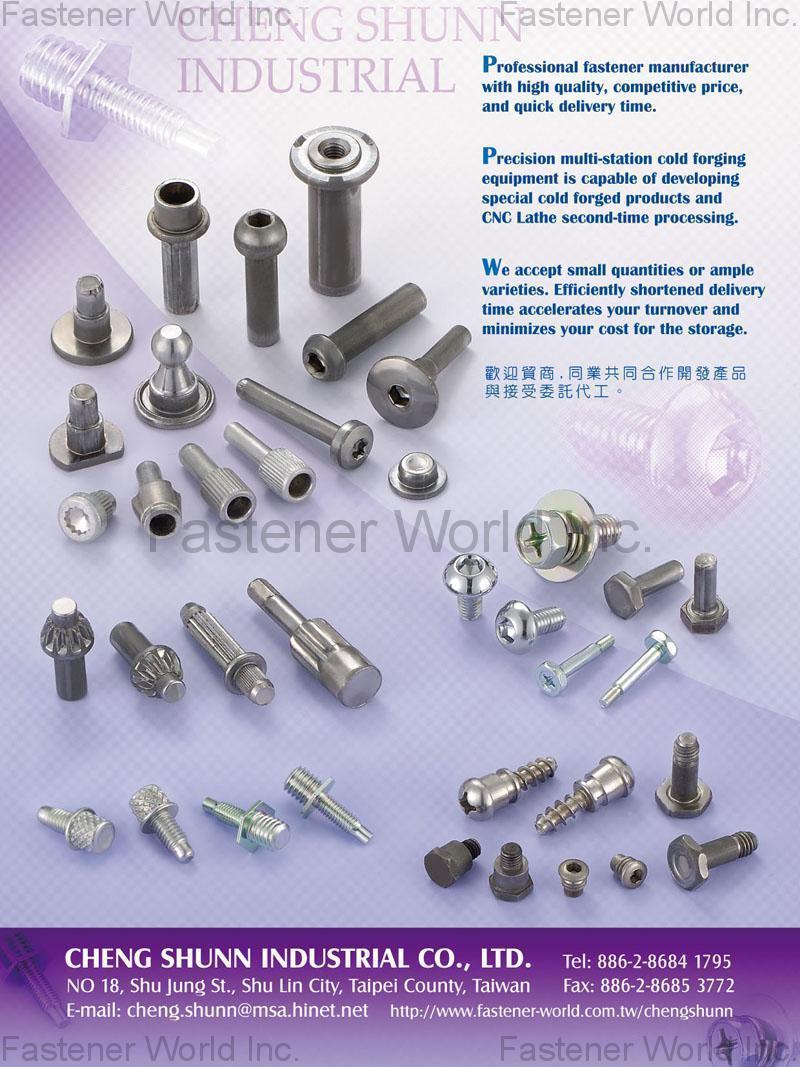 CHENG SHUNN INDUSTRIAL CO., LTD.  , Screws, Insert Bolts, Weld Bolts, Nuts, Cold Forged Auto Parts , Weld Bolts (studs)