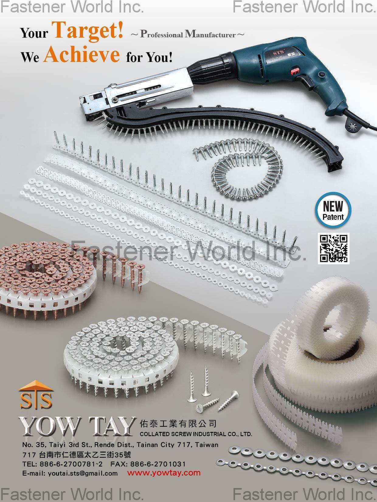 YOW TAY COLLATED SCREW INDUSTRIAL CO., LTD. , Collated Screw, PE Plastic Strips , Collated Screws