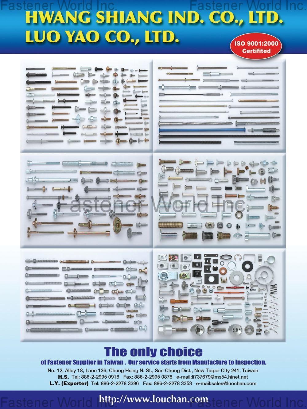 LUO YAO CO., LTD. / Hwang Shiang Ind. Co., Ltd. , Auto Lamp Fastener and Assembly , Automotive Screws