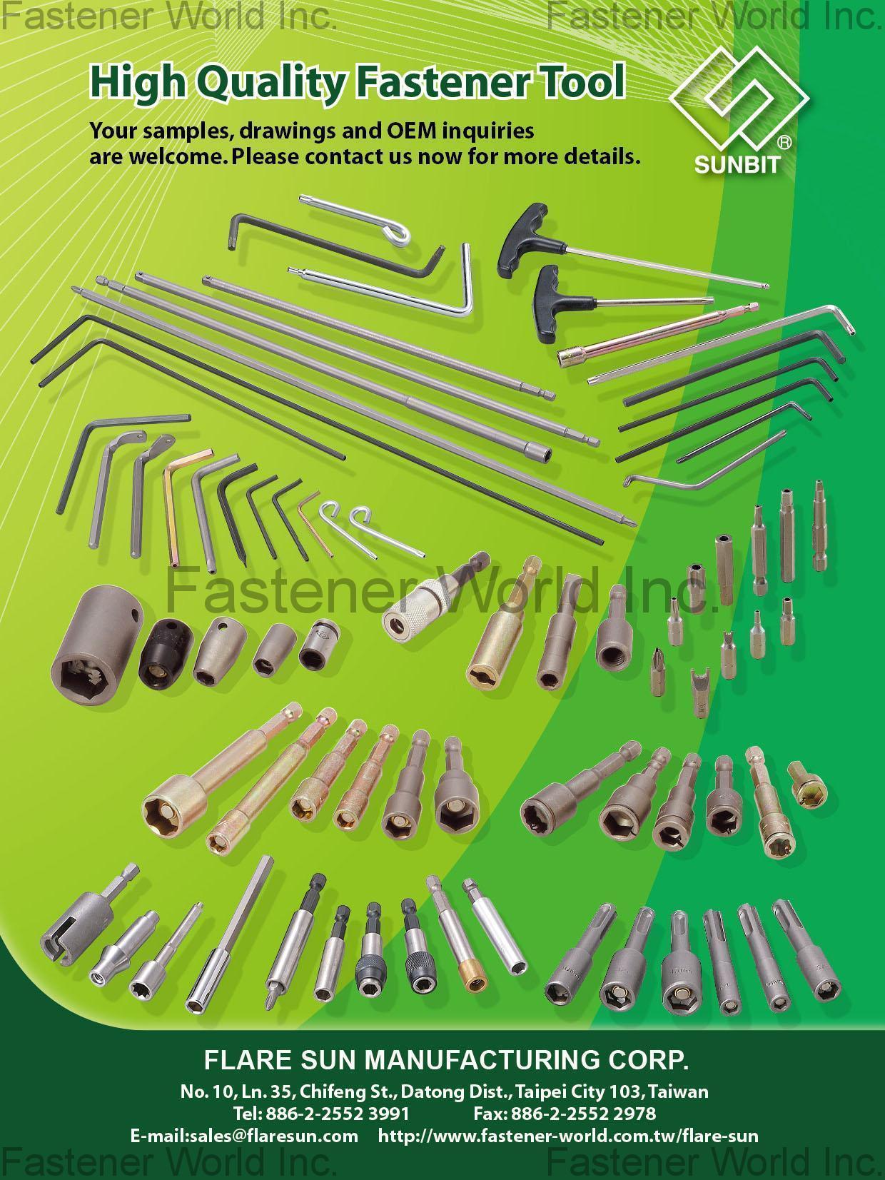 FLARE SUN MANUFACTURING CORP.  , FASTENER TOOLS , Collar , Bit & Bits Sets , Hex Keys , Screw , Hand Tools In General