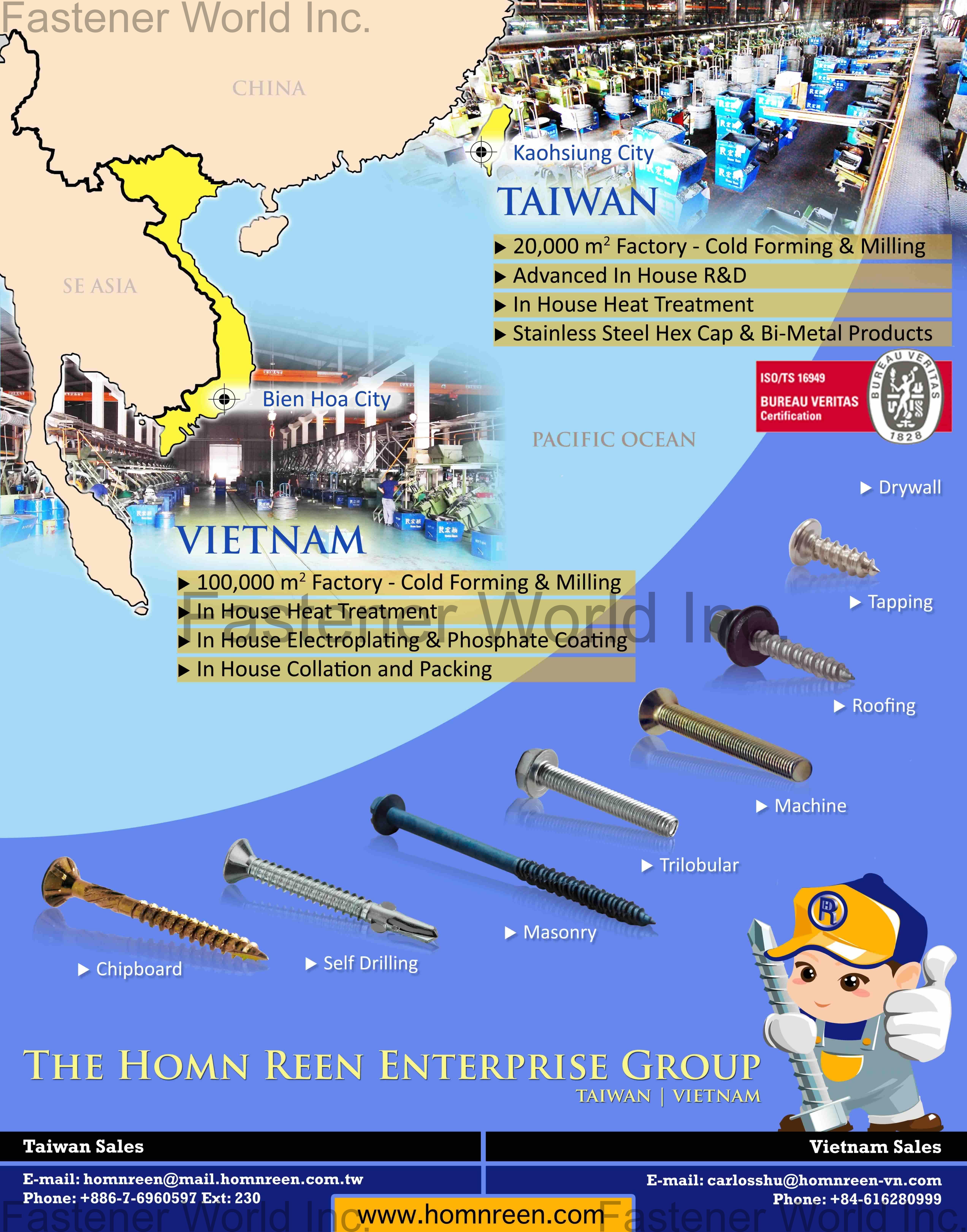 HOMN REEN ENTERPRISE CO., LTD.  , Company Brochure , All Kinds of Screws