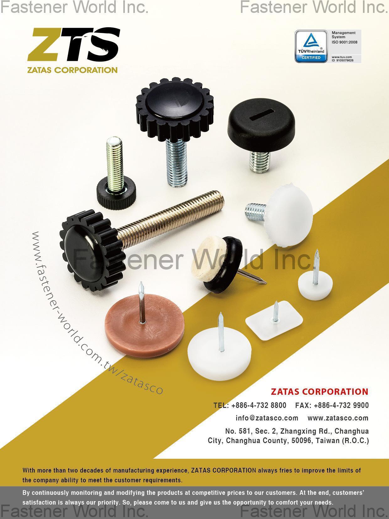 ZATAS CORPORATION , Nail Glides, Shelf Support, Wall Hanger, Furniture Caster, Lathing Products, Fasteners, Minifix Connectors , Casters