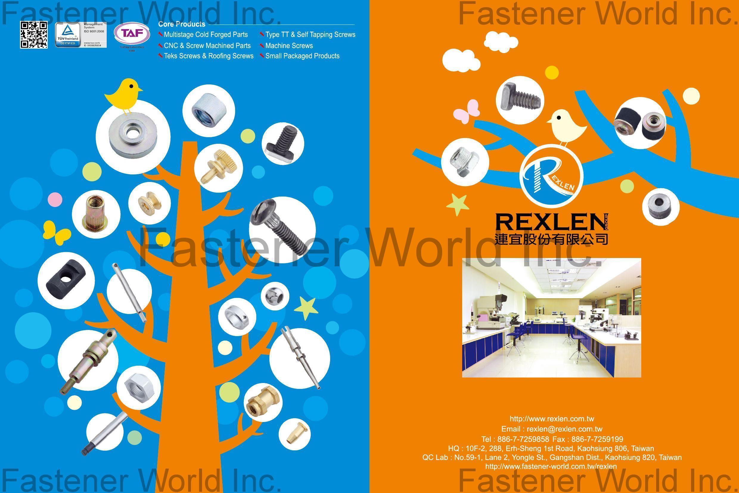 REXLEN CORP.  , Multistage Cold Forged Parts, CNC & Screw Machined Parts, Teks Screws & Roofing Screws, Self Tapping Screws, Machine Screws, Small Packaged Products , Special Cold / Hot Forming Parts