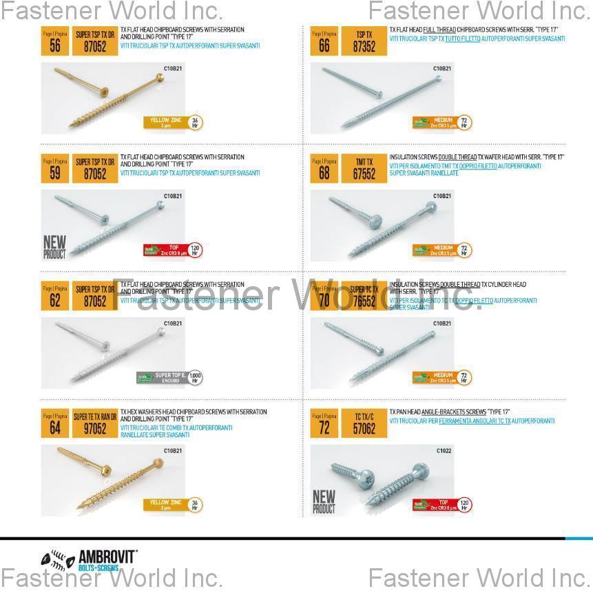 AMBROVIT S.P.A. , Screws for PVC-windows, Stainless Steel Screws , Chipboard Screws