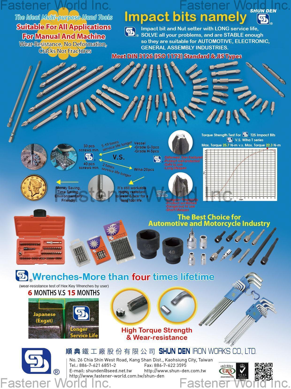 SHUN DEN IRON WORKS CO., LTD.  , IMPACT BITS, WRENCHES , Bit & Bits Sets