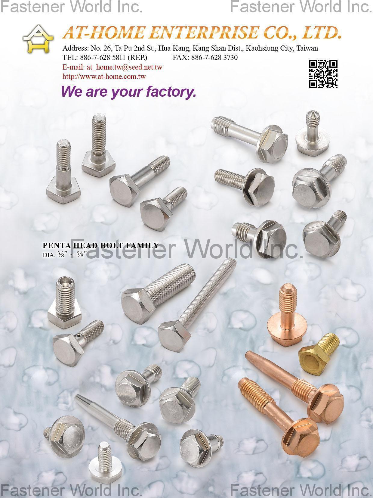 AT-HOME ENTERPRISE CO., LTD.  , Penta Head Bolt , Penta-head Bolts