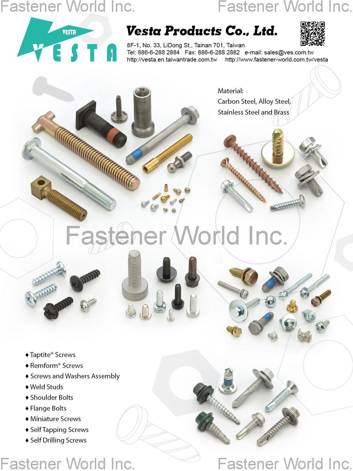 VESTA PRODUCTS CO., LTD. , TRI-LOBULAR(r) Screws, Remform(r) Screws, Screw and Washers Assembly, Weld Studs, Shoulder Bolts, Flange Bolts, Miniature Screws, Self Tapping Screws, Self Drilling Screws , Shoulder Bolts