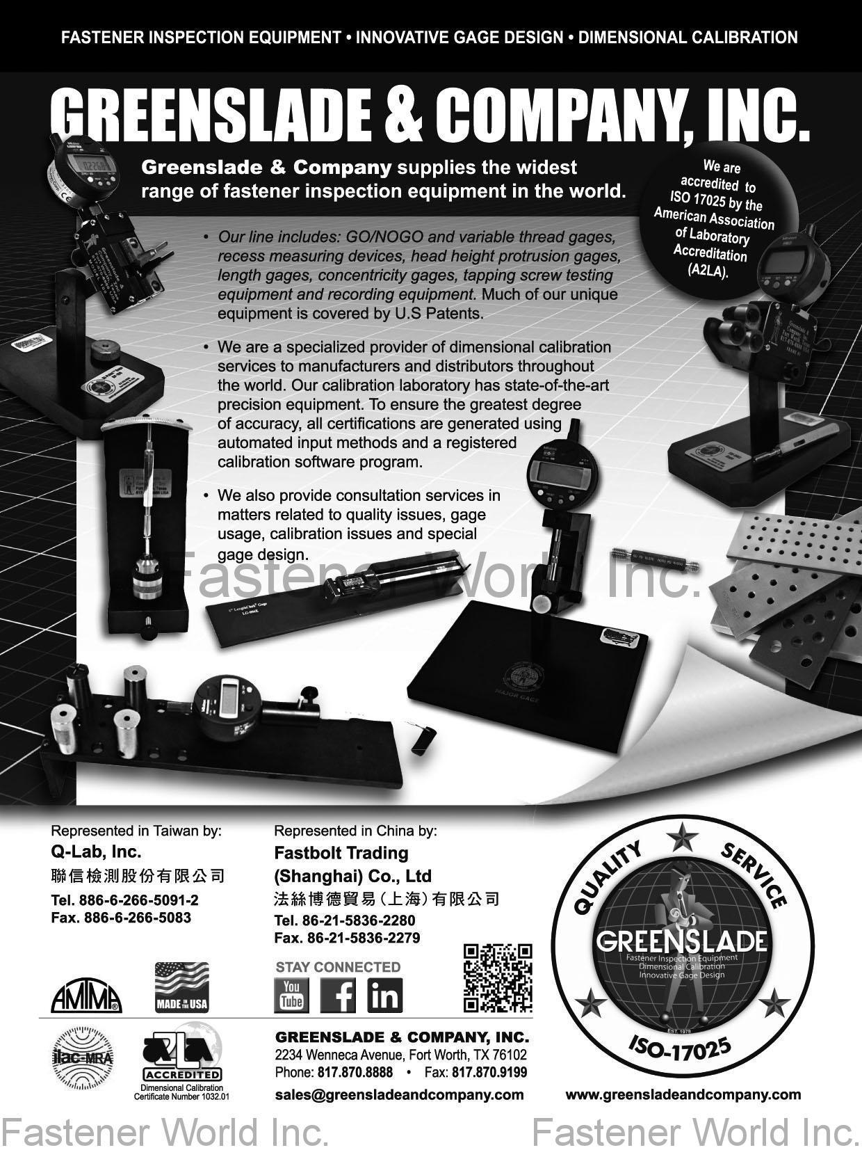 GREENSLADE & COMPANY, INC. , Fastener Inspection Equipment, Innovative Gage Design, Dimensional Calibration, Bi-Point Gage, Tri-Roll External Thread Gage , Spec Inspection