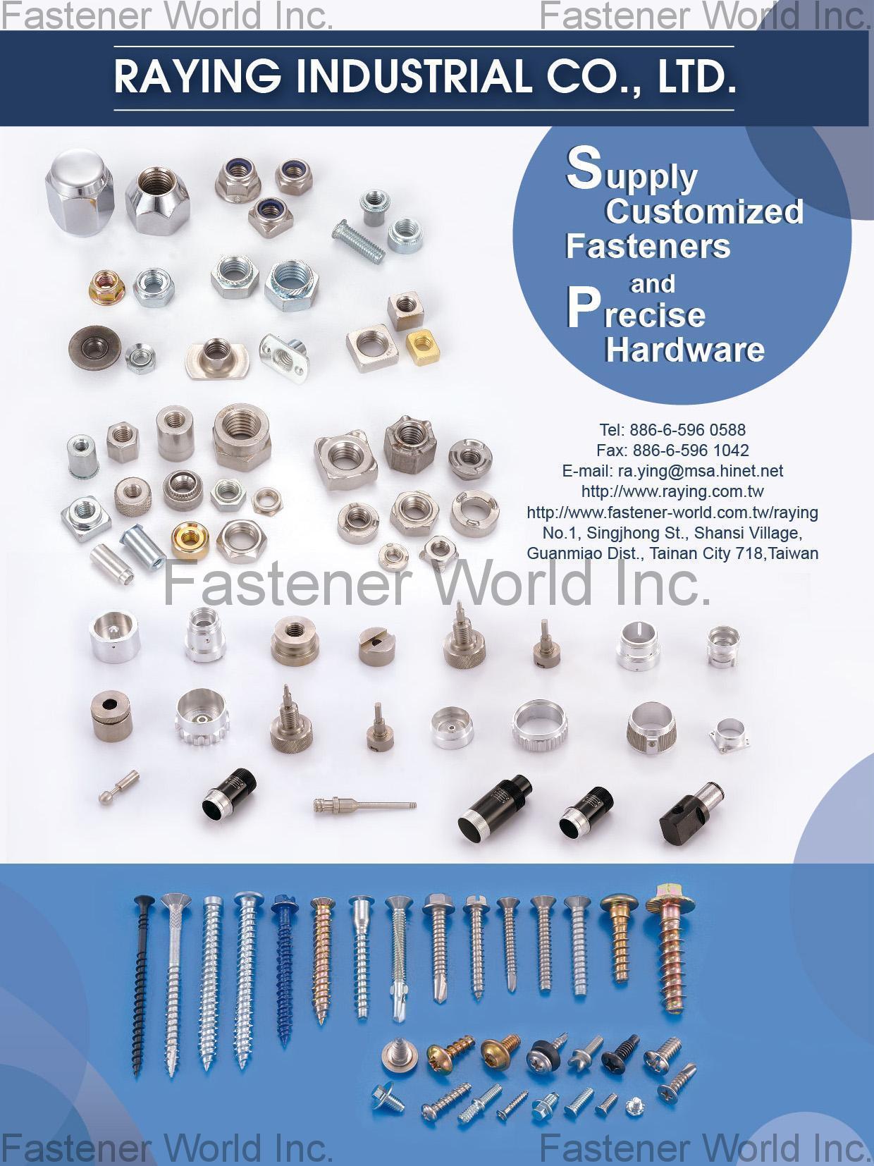 RAYING INDUSTRIAL CO., LTD.  , Customized Fastener and Precise Hardware , Customized Special Screws / Bolts