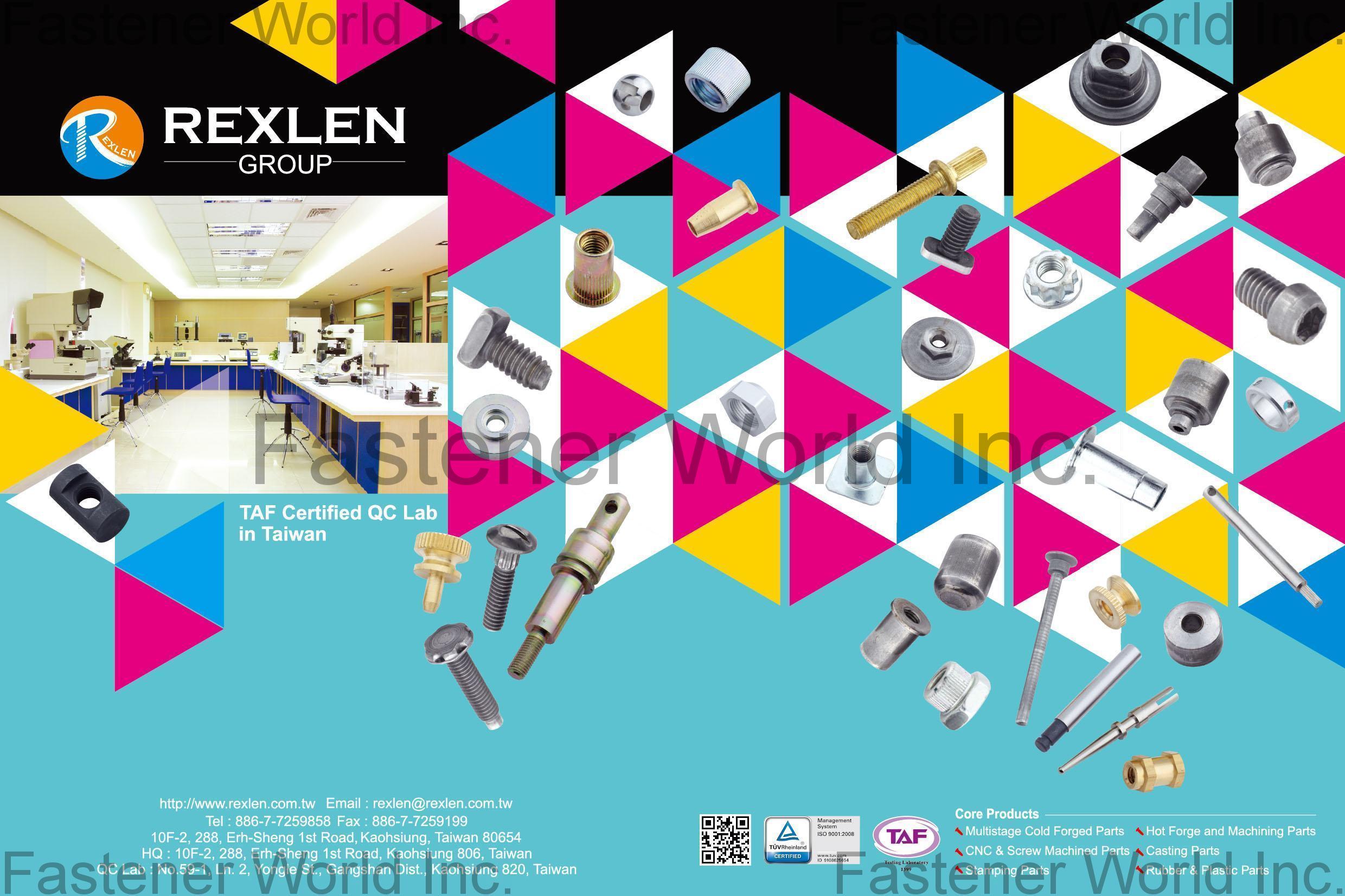 REXLEN CORP.  , Multistage Cold Forged Parts, CNC & Screw Machined Parts, Teks Screws & Roofing Screws, Self Tapping Screws, Machine Screws, Small Packaged Products , Special Cold / Hot Forming Parts