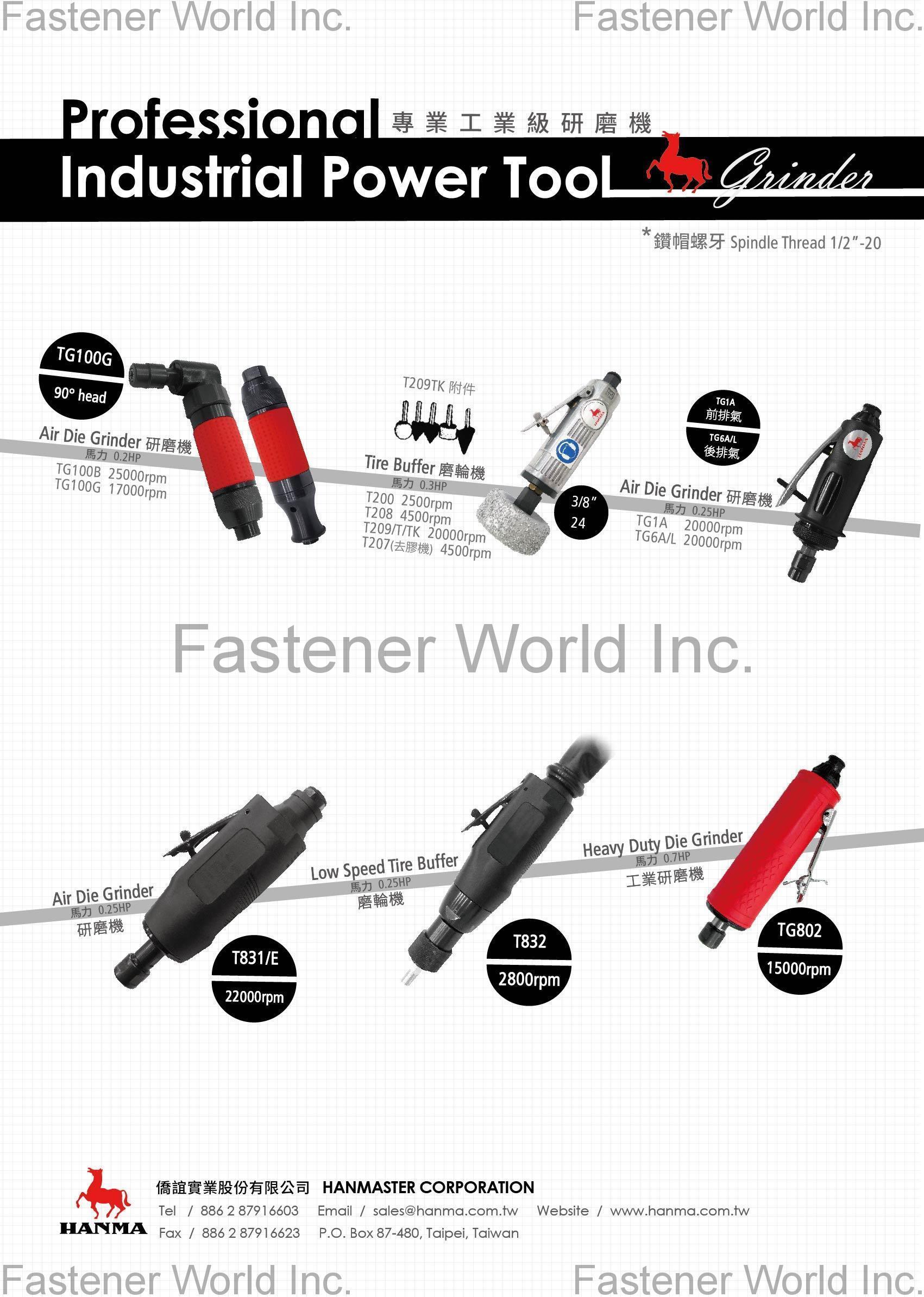 HANMASTER CORPORATION , Air Die Grinders & Buffers,Electric Sander, Air Sander, Air Hydraulic Riveters, Rivet Nut Tools, Lockbolt Tool, Riveter, TAIWAN, TAIWAN , Pneumatic Die Grinders