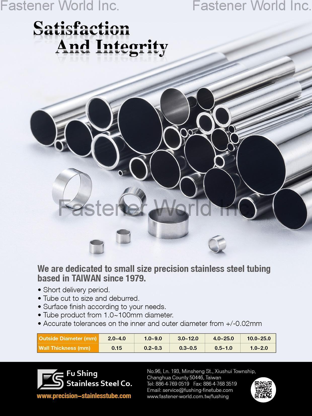 FU SHING STAINLESS STEEL CO. , Precision Stainless Steel Tubing , Tubes