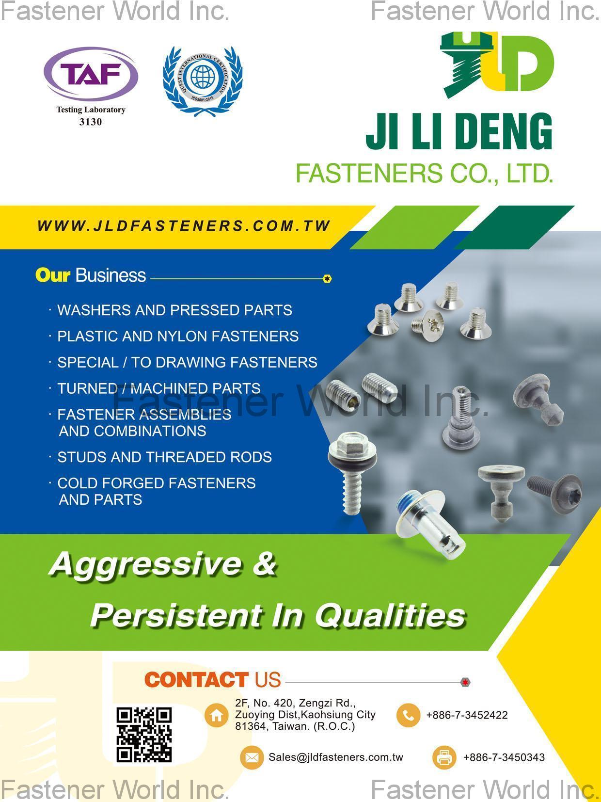 Washers and Pressed Parts, Plastic and Nylon Fasteners, Special / To Drawing Fasteners, Turned / Machined Parts, Fastener Assemblies and Combinations, Studs and Threaded Rods, Cold Forged Fastener and Parts_JI LI DENG FASTENERS CO., LTD. JI LI DENG FASTENERS CO., LTD.