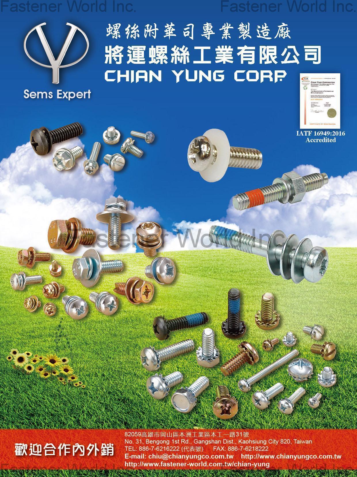 CHIAN YUNG CORPORATION  , SEMS SCREW , SEMS Screws