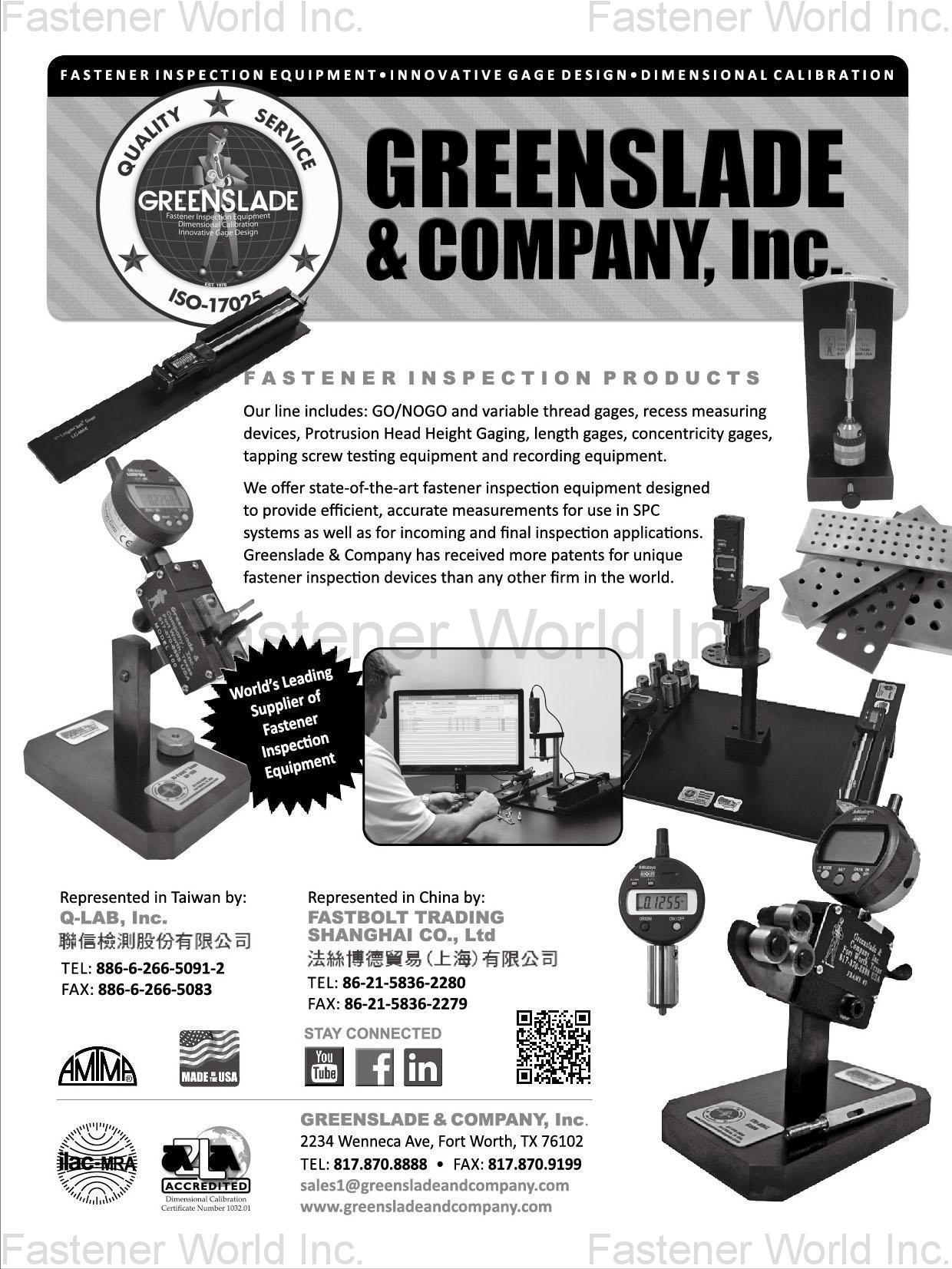 GREENSLADE & COMPANY, INC. , Fastener Inspection Products , Spec Inspection