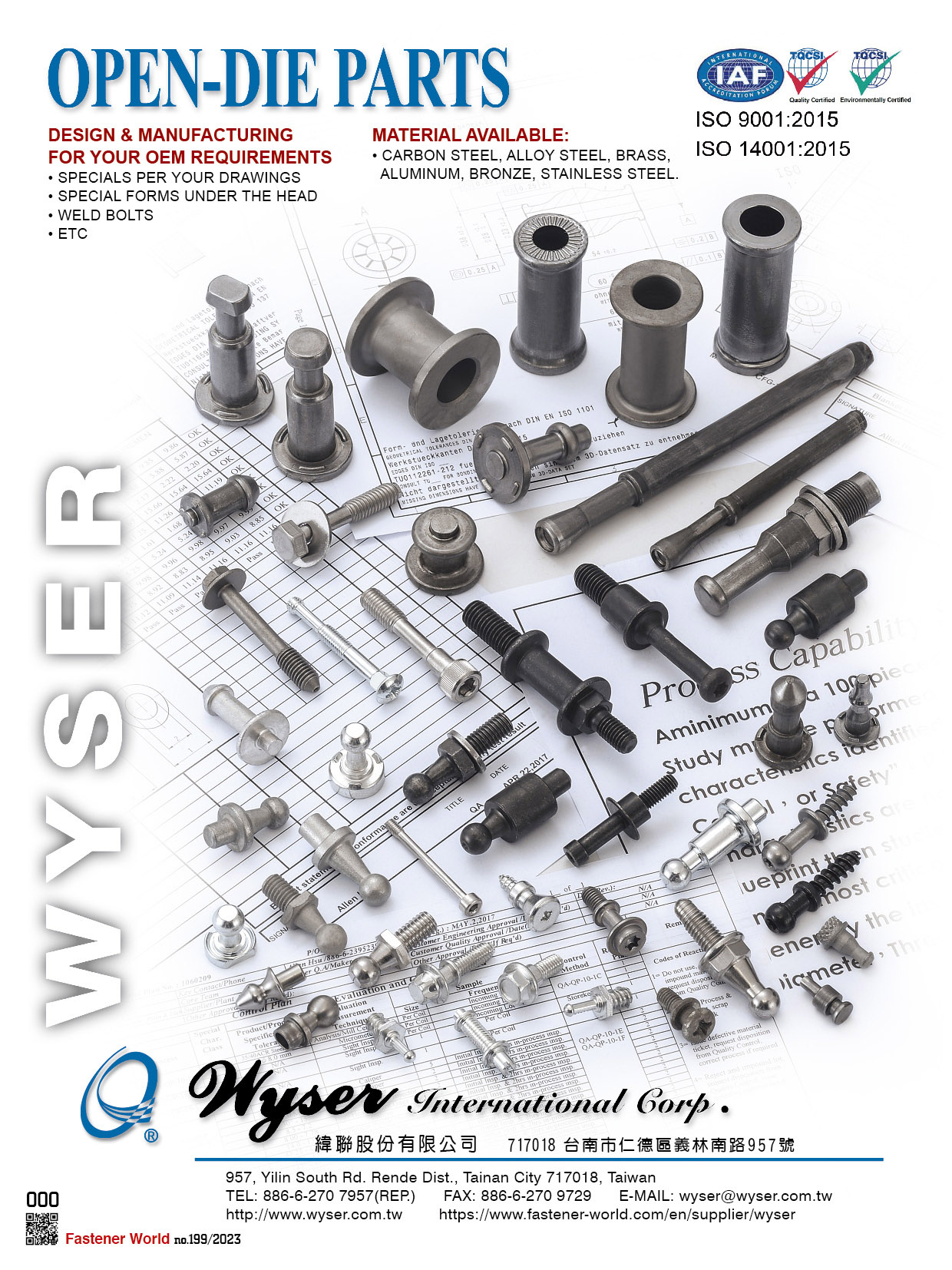 WYSER INTERNATIONAL CORP.  , Open-Die Parts , Open Die Screw