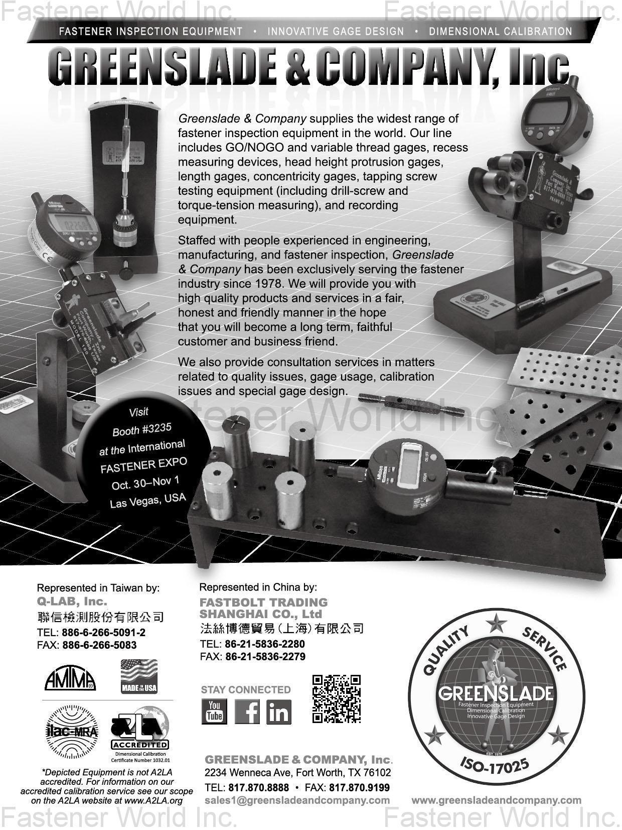 GREENSLADE & COMPANY, INC. , Fastener Inspection Products , Spec Inspection