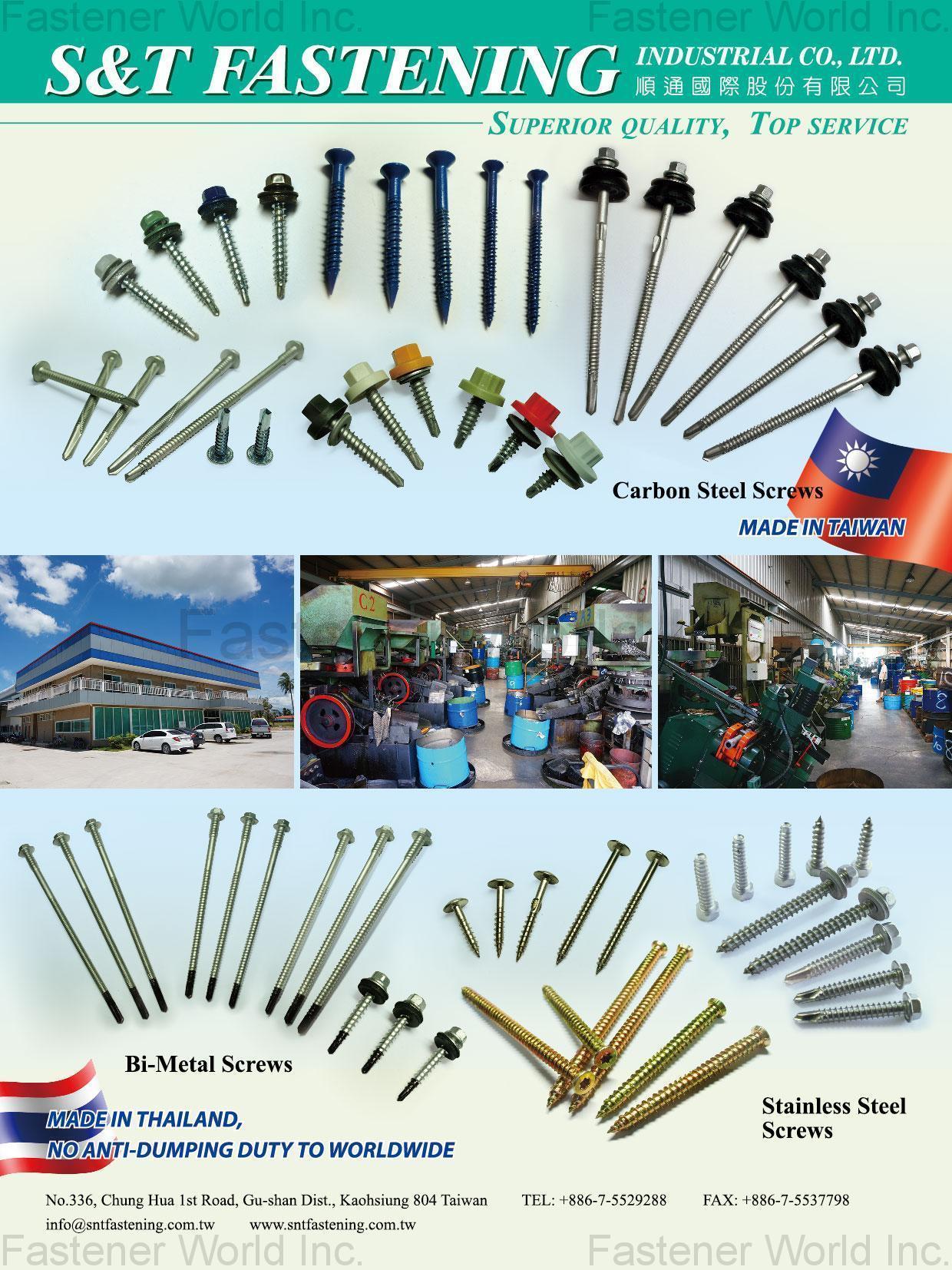 S&T FASTENING INDUSTRIAL CO., LTD.  , Carbon Steel Screws, Bi-Metal Screws, Stainless Steel Screws , Carbon Steel Screws