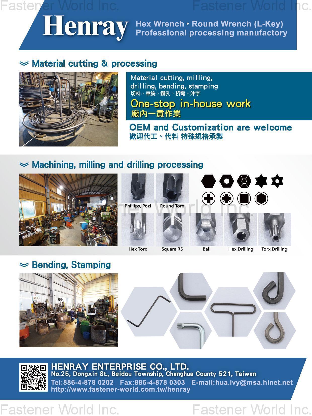 HENRAY ENTERPRISE CO., LTD. , Hex Wrench, Round Wrench (L-Key) , Hex-key Wrenches