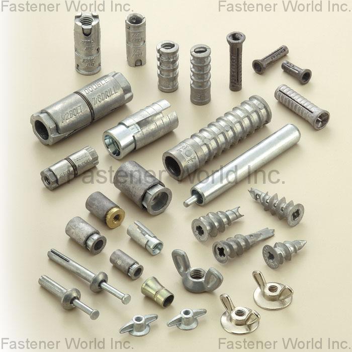 興錩企業社 , 木螺絲壁虎 / 單頭漲壁虎 / 雙頭漲壁虎 / 錐入式壁虎 / 二片夾壁虎 / 機械壁虎 / 蝶型螺帽 / 工具 , 鋅合金快速壁虎