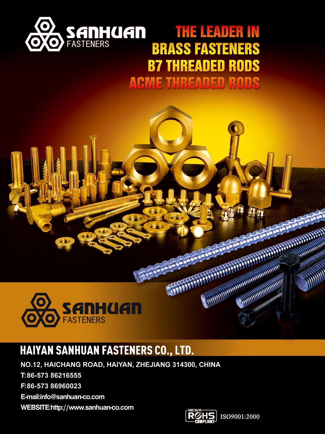 HAIYAN SANHUAN FASTENERS CO., LTD. , The Leader In Brass Fasteners B7 Threaded Rods Acme Threaded Rods , Thread Rod