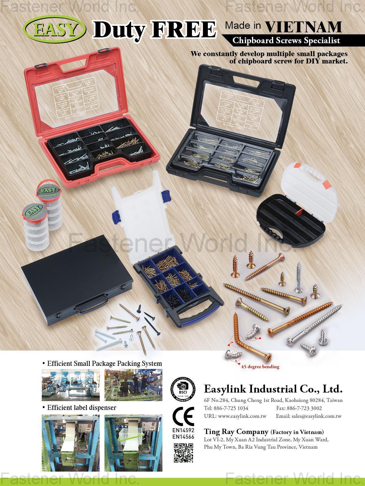 EASYLINK INDUSTRIAL CO., LTD. , Chipboard Screws, Multiple Small Packages , Chipboard Screws