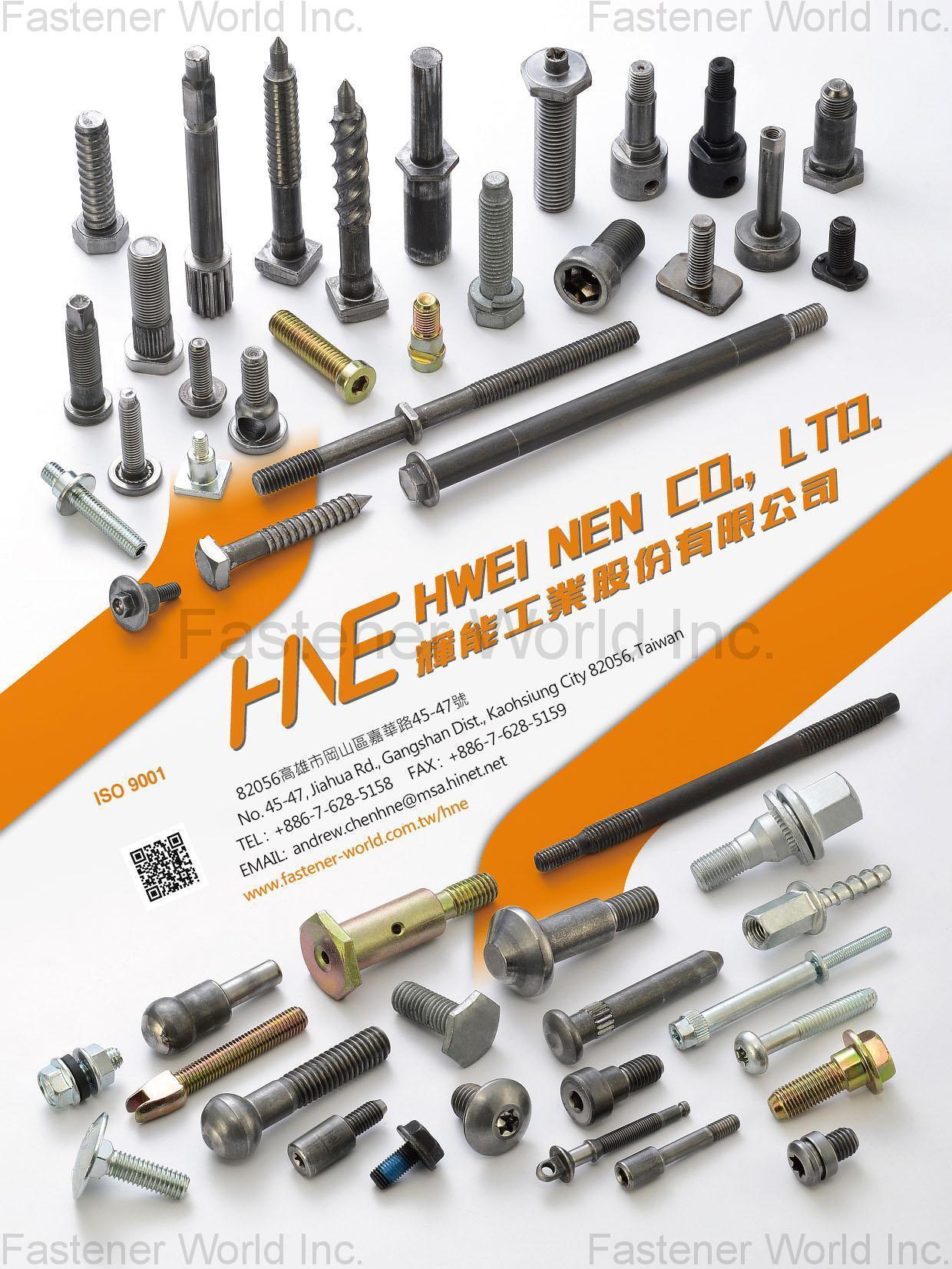 HWEI NEN CO., LTD. , Customized Special Screws / Bolts, Automotive Screws / Bolts, Double-head Screws / Bolts, Alloy Steel Screws, Flange Screws , Customized Special Screws / Bolts