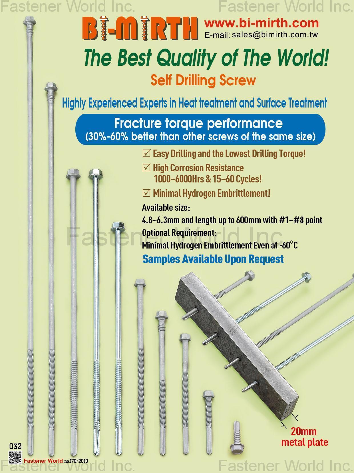 BI-MIRTH CORPORATION , Self Drilling Screws , Self-drilling Screws