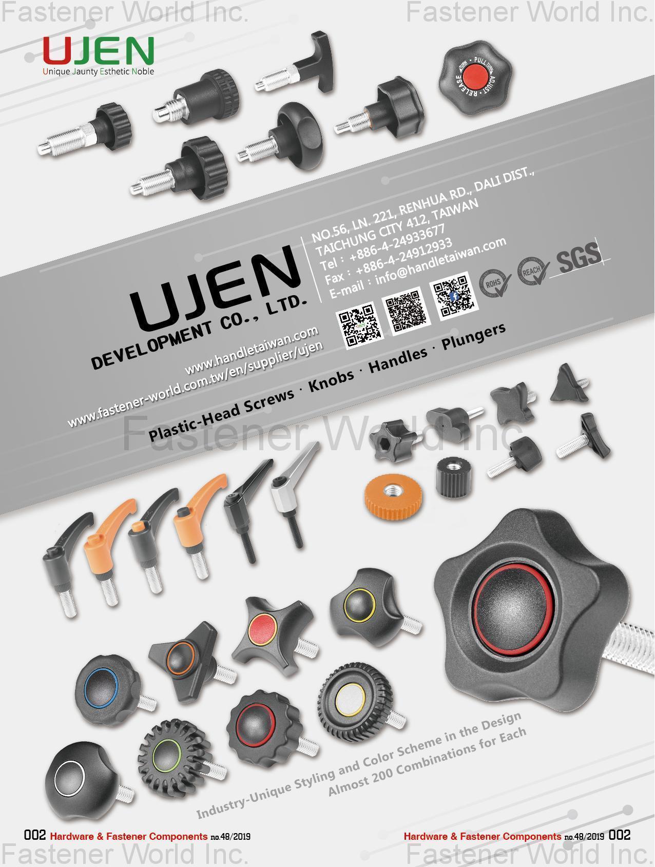 UJEN  DEVELOPMENT CO., LTD. , Plastic-Head Screws, Knobs, Handles, Plungers , Handles