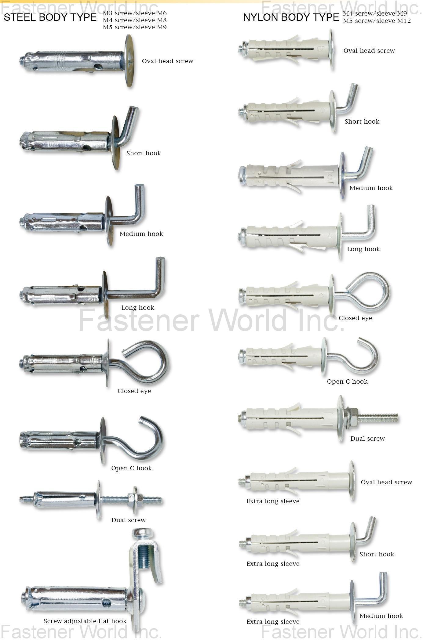 HWALLY PRODUCTS CO., LTD.  , NO.510 EXPAND ANCHOR ITALY TYPE LIGHT DUTY , Anchors