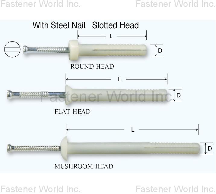 HWALLY PRODUCTS CO., LTD.  , NO.801 NYLON NAIL PLUG , Nylon Nail Anchors