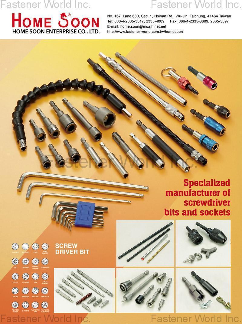 HOME SOON ENTERPRISE CO., LTD.  , Screwdriver Bits and Sockets , Screwdriver Bits