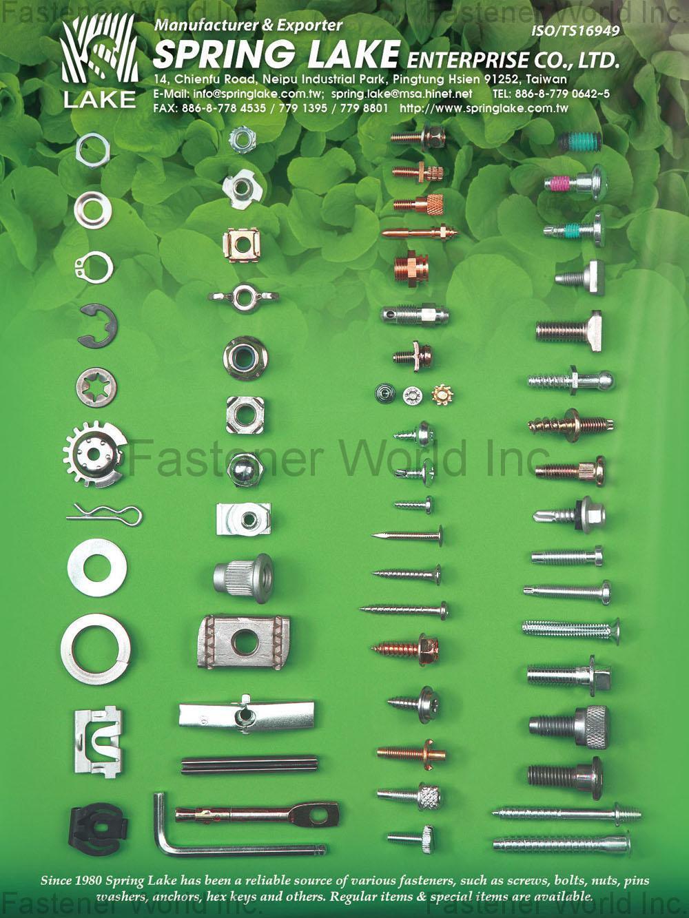 SPRING LAKE ENTERPRISE CO., LTD.  , Various Fasteners, Screws, Bolts, Nuts, Pins, Washers, Anchors, Hex Keys... , All Kinds Of Nuts